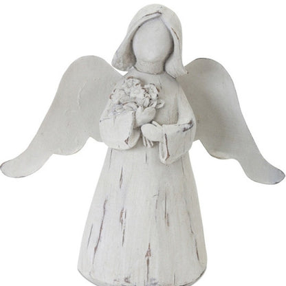 Set of Six 6" White Washed Polyresin Angel Figurine Tabletop Sculpture
