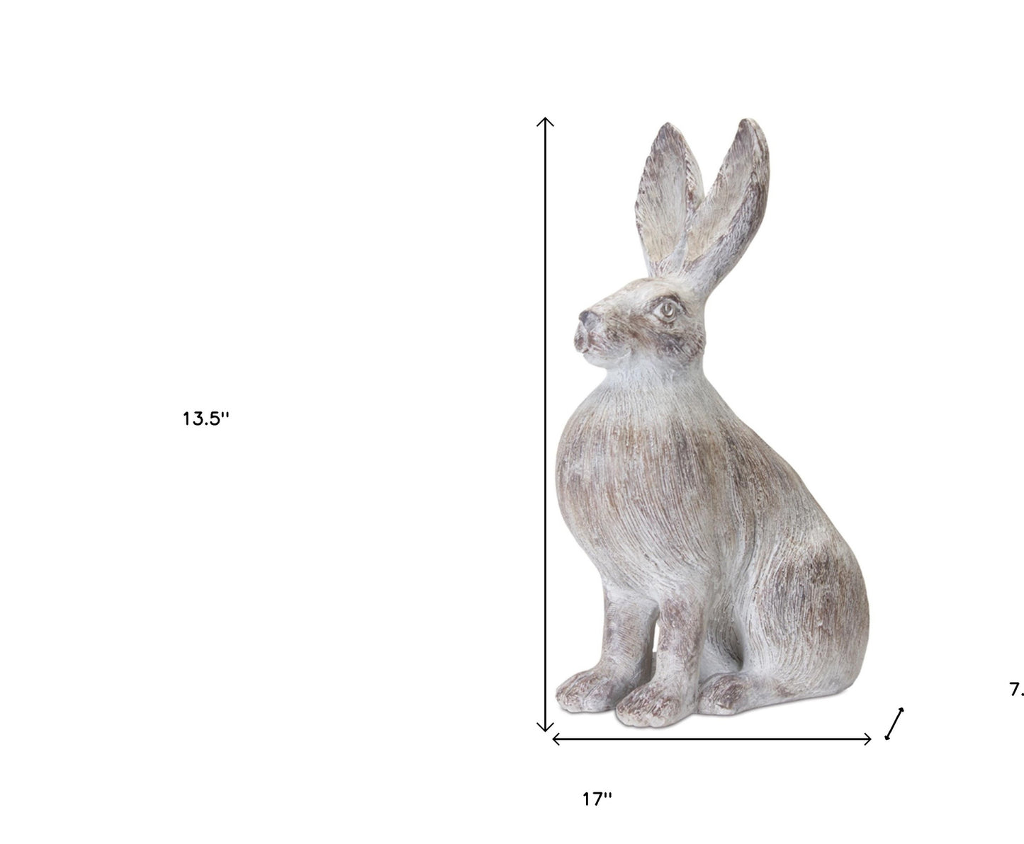 Set of Two 17" White Washed Polyresin Rabbit Tabletop Sculptures