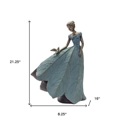 Set of Two 21" Blue Resin Woman Figurine Tabletop Sculpture