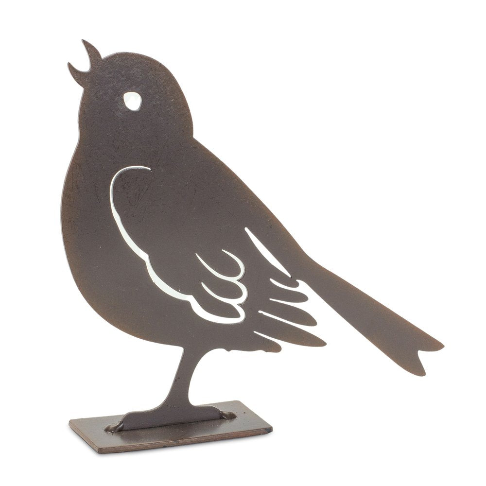 Set Of Four 6" Brown Metal Bird Bird Figurine