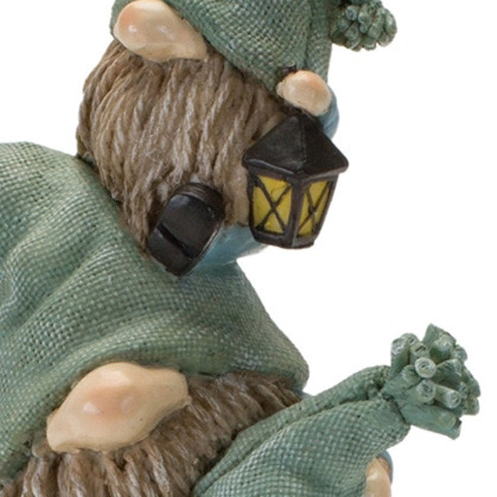 Set of Two 11" Blue and Green Polyresin Christmas Figurine Tabletop Sculpture