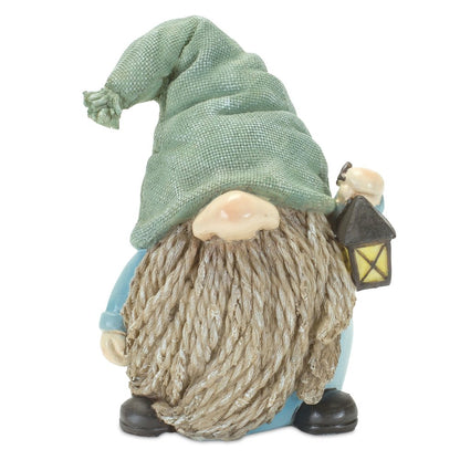 Set of Four Blue and Green Polyresin Gnomes