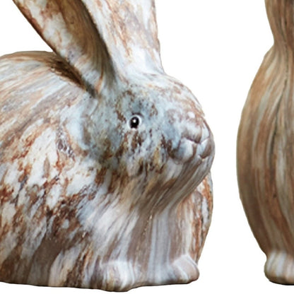 Set of Two 6" Terra Cotta Resin Rabbit Figurine