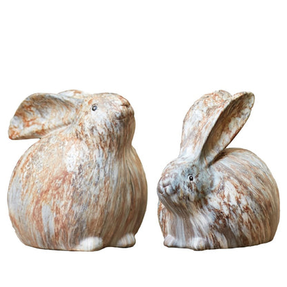 Set of Two 6" Terra Cotta Resin Rabbit Figurine