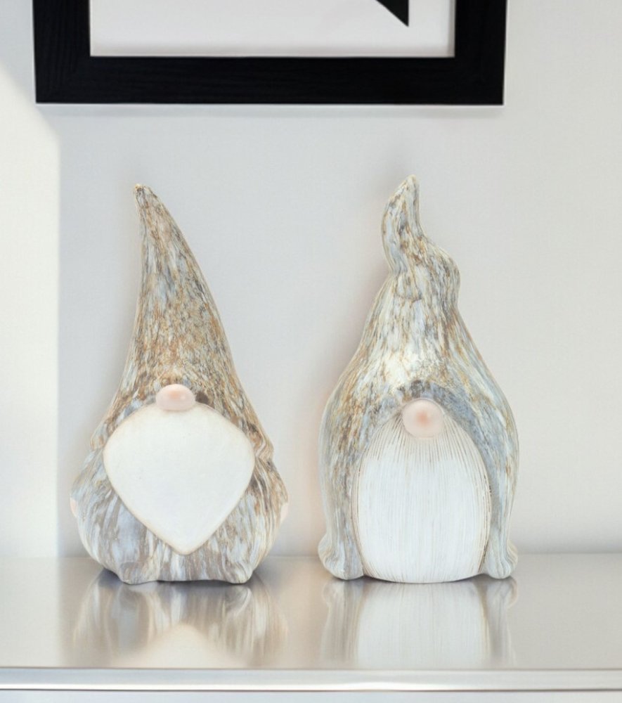 Set of Two 11" Terra Cotta Resin Figurine Tabletop Sculpture