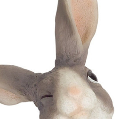 Set of Six 7" Gray And White Polyresin Rabbit Figurine