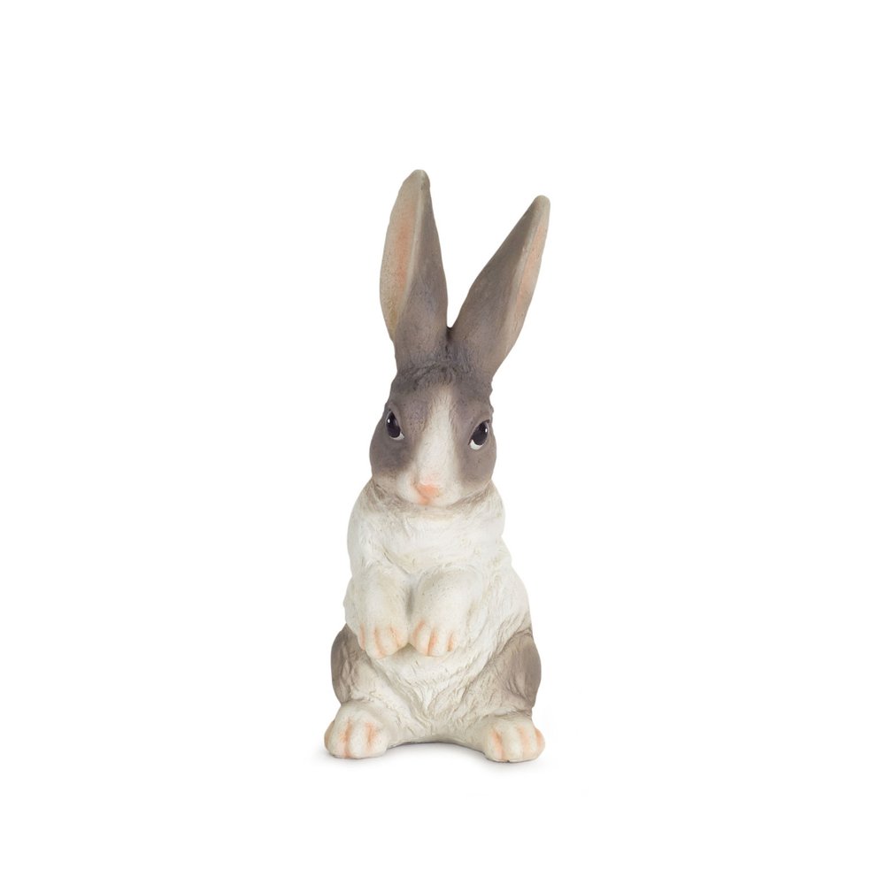 Set of Six 7" Gray And White Polyresin Rabbit Figurine
