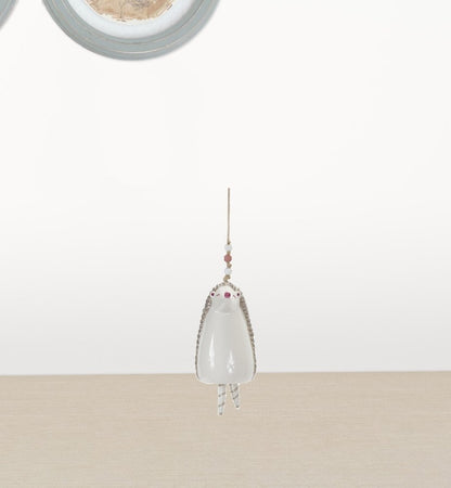 Set of Four 7" Pink And White Resin Hedgehog Model Bell Tabletop Sculpture