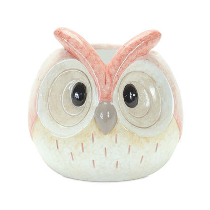 Set of Three 4" Blue And Gray Resin Owl Figurine