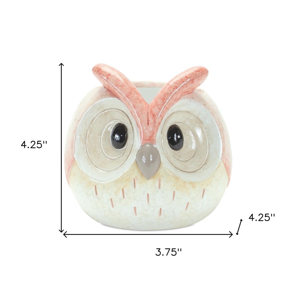 Set of Three 4" Blue And Gray Resin Owl Figurine