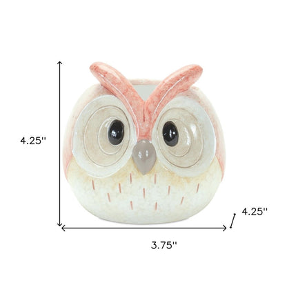Set of Three 4" Blue And Gray Resin Owl Figurine