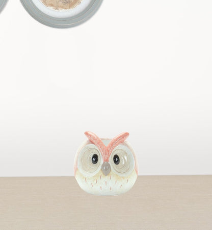 Set of Three 4" Blue And Gray Resin Owl Figurine