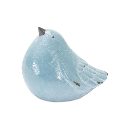 Set of Four Blue Terracotta Bird Figurines