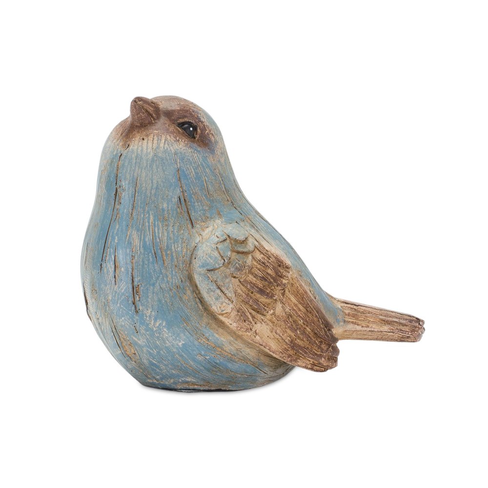 Set of Six 3" Blue And Brown Polyresin Bird Figurine Tabletop Sculpture