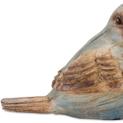 Set of Six 3" Blue And Brown Polyresin Bird Figurine Tabletop Sculpture
