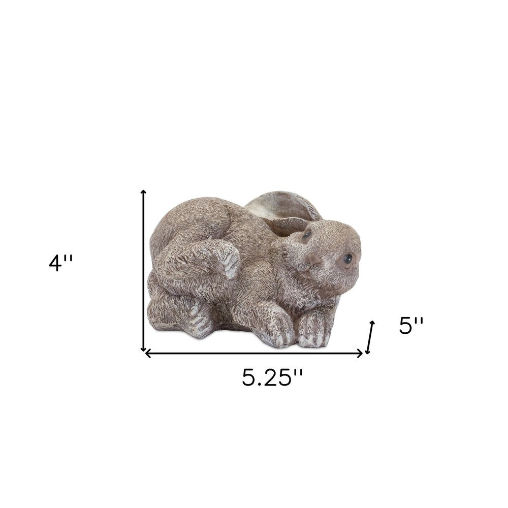Set of Four 4" Gray and Brown Polyresin Rabbit Figurine Tabletop Sculpture