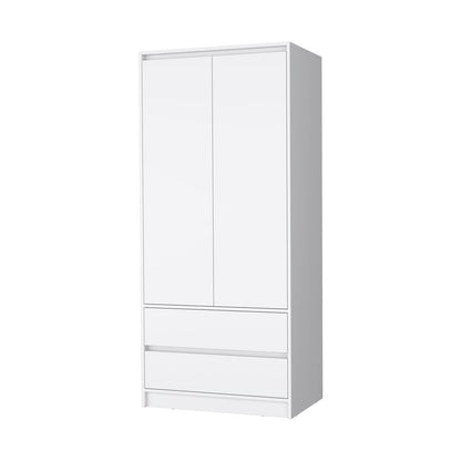 71" White Wood Two Door Two Drawer Combo Dresser