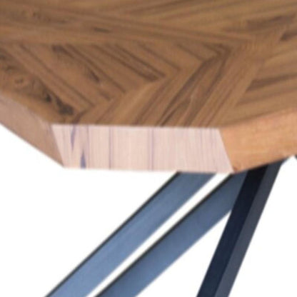 42" Brown And Black Wood And Iron Free Form Coffee Table