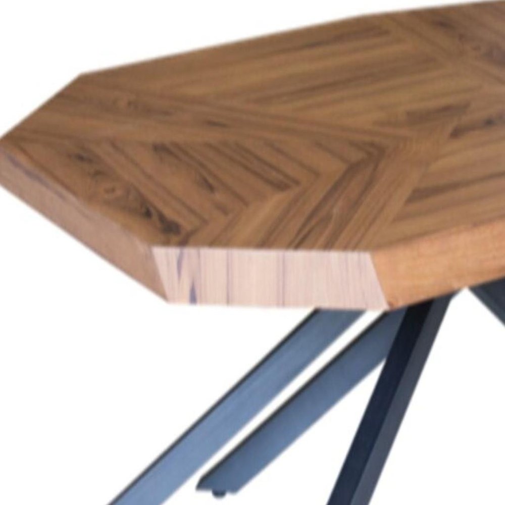 42" Brown And Black Wood And Iron Free Form Coffee Table