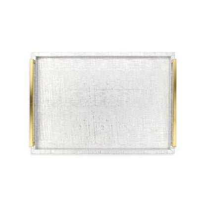 Set of Two Silver Wood Geometric Serving Trays With Handles