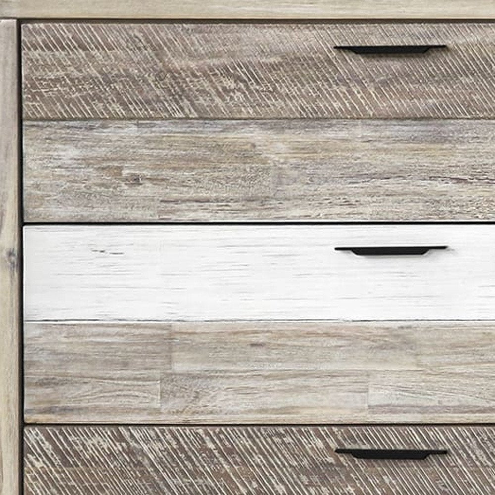 63" Natural and Ivory Solid Wood Six Drawer Double Dresser