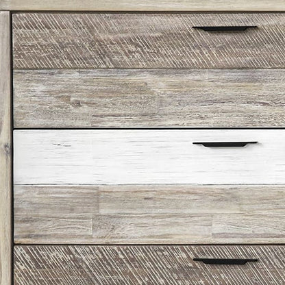 63" Natural and Ivory Solid Wood Six Drawer Double Dresser