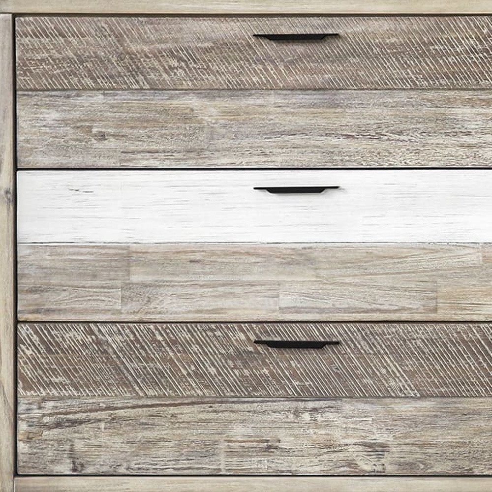 63" Natural and Ivory Solid Wood Six Drawer Double Dresser