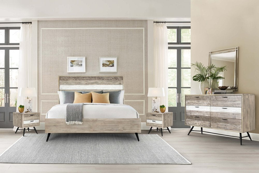 63" Natural and Ivory Solid Wood Six Drawer Double Dresser