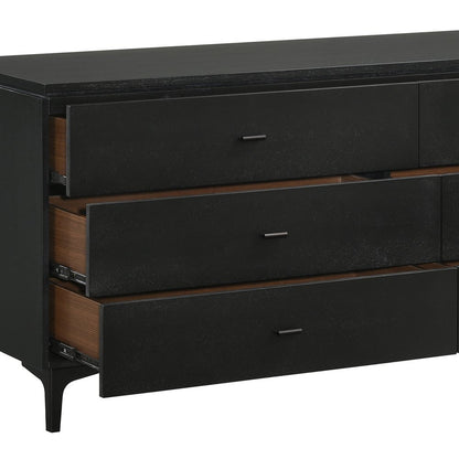 63" Black Six Drawer Double Dresser