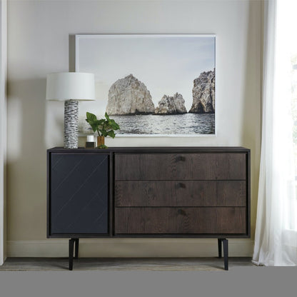 63" Gray Solid Wood Three Drawer Dresser