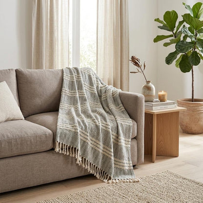 Charcoal Woven 100% Cotton Throw Blanket