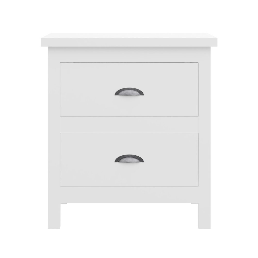 22" Solid Wood Two Drawer Nightstand