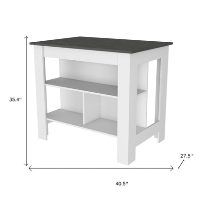 41" Dark Gray and White Wood Kitchen Island Set With Storage