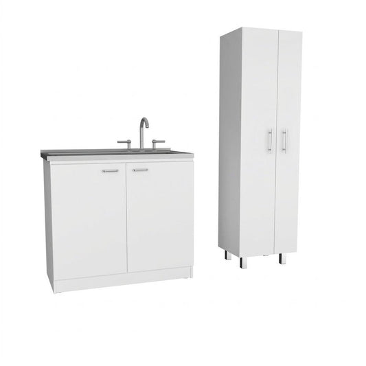 White 39" Kitchen Island Set