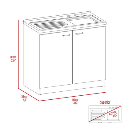 White 39" Kitchen Island Set