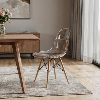 Clear And Natural Heavy Duty Plastic And Wood Dining Side Chair