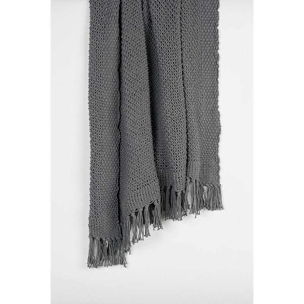 50" X 60" Gray Cotton Woven Throw Blanket