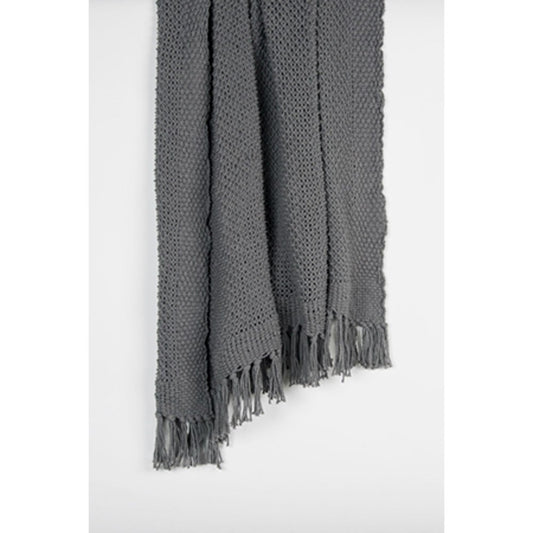 50" X 60" Gray Cotton Woven Throw Blanket