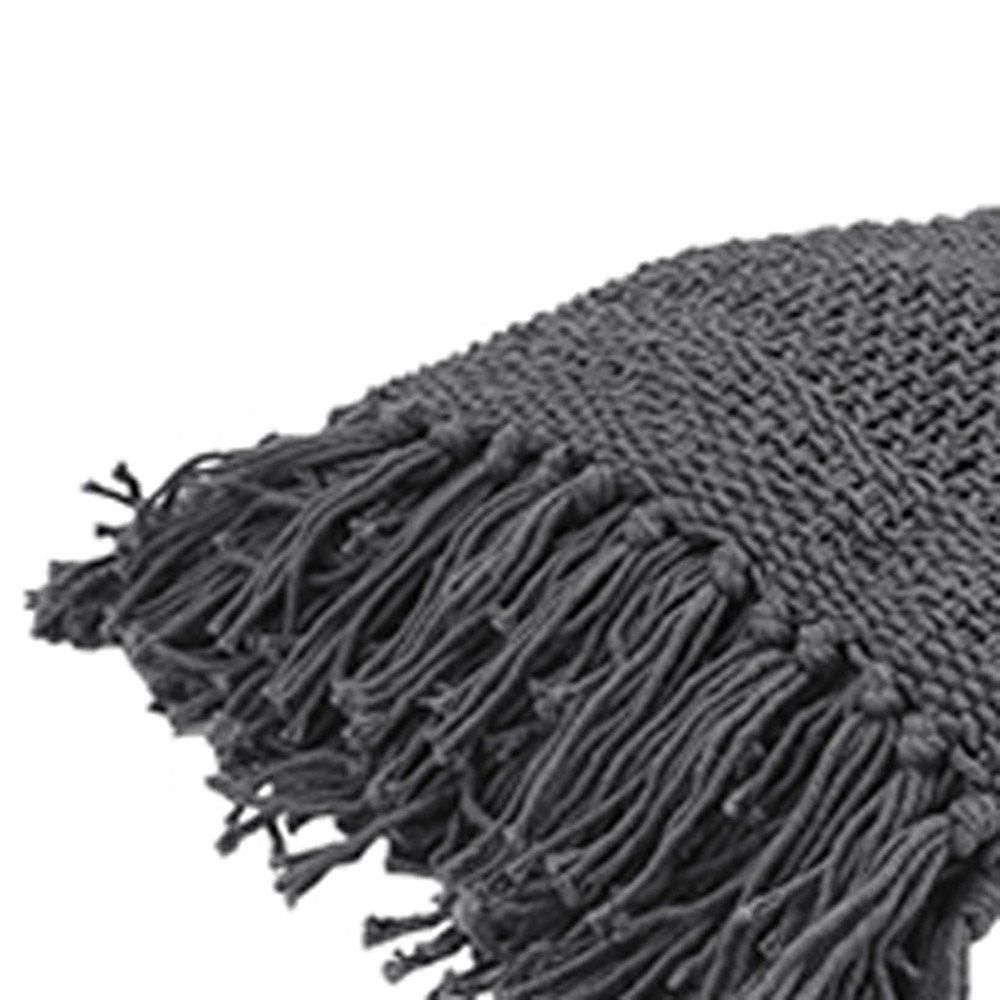 50" X 60" Gray Cotton Woven Throw Blanket