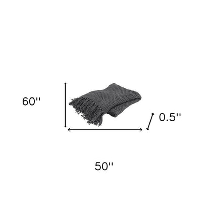 50" X 60" Gray Cotton Woven Throw Blanket