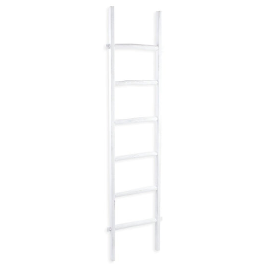 76" White Six Step Solid Wood Decorative Ladder