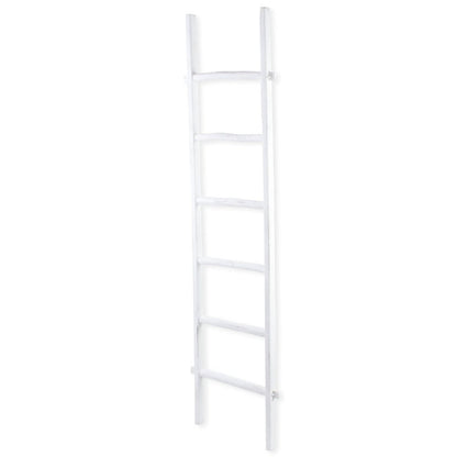 76" White Six Step Solid Wood Decorative Ladder