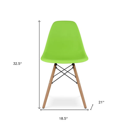Green And Natural Heavy Duty Plastic And Wood Dining Side Chair
