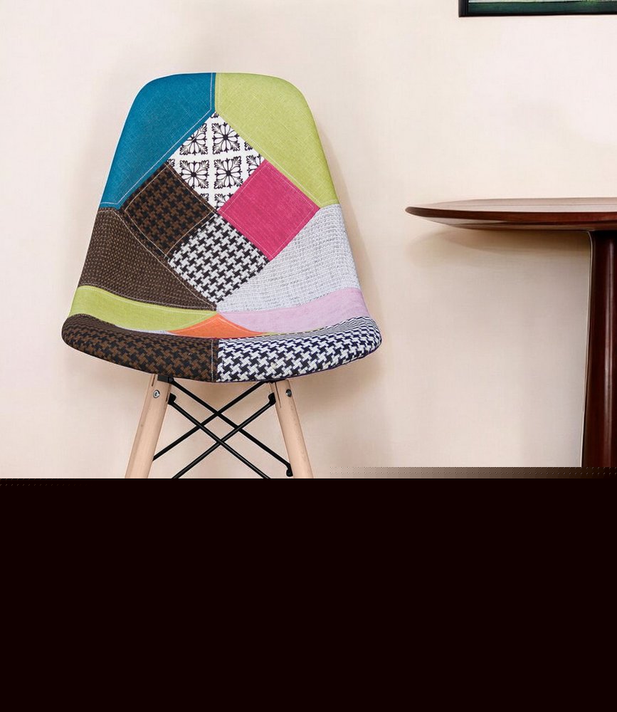 Pink and Natural Upholstered Fabric Dining Side Chair