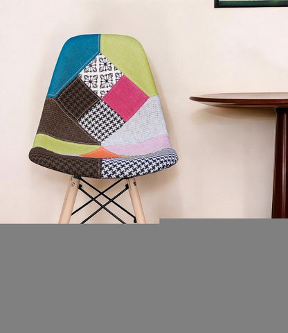 Pink and Natural Upholstered Fabric Dining Side Chair