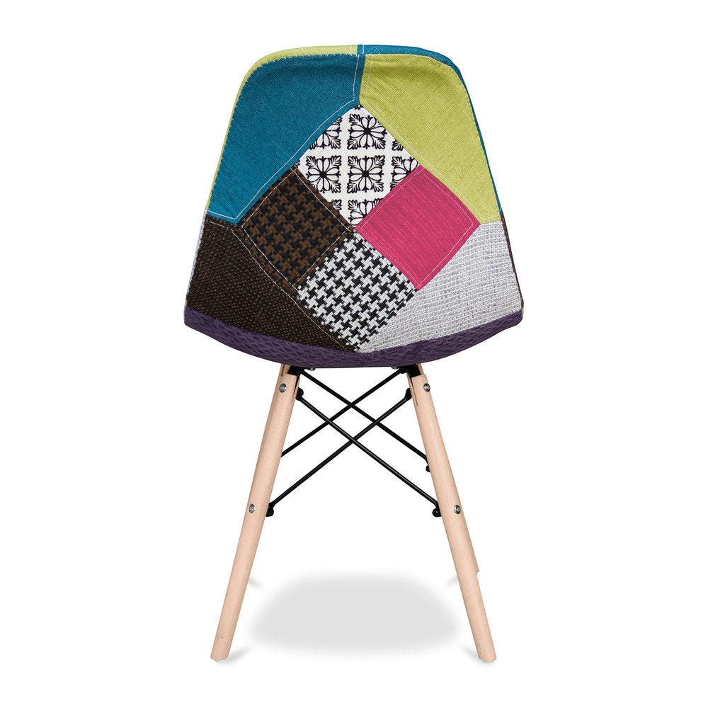 Pink and Natural Upholstered Fabric Dining Side Chair