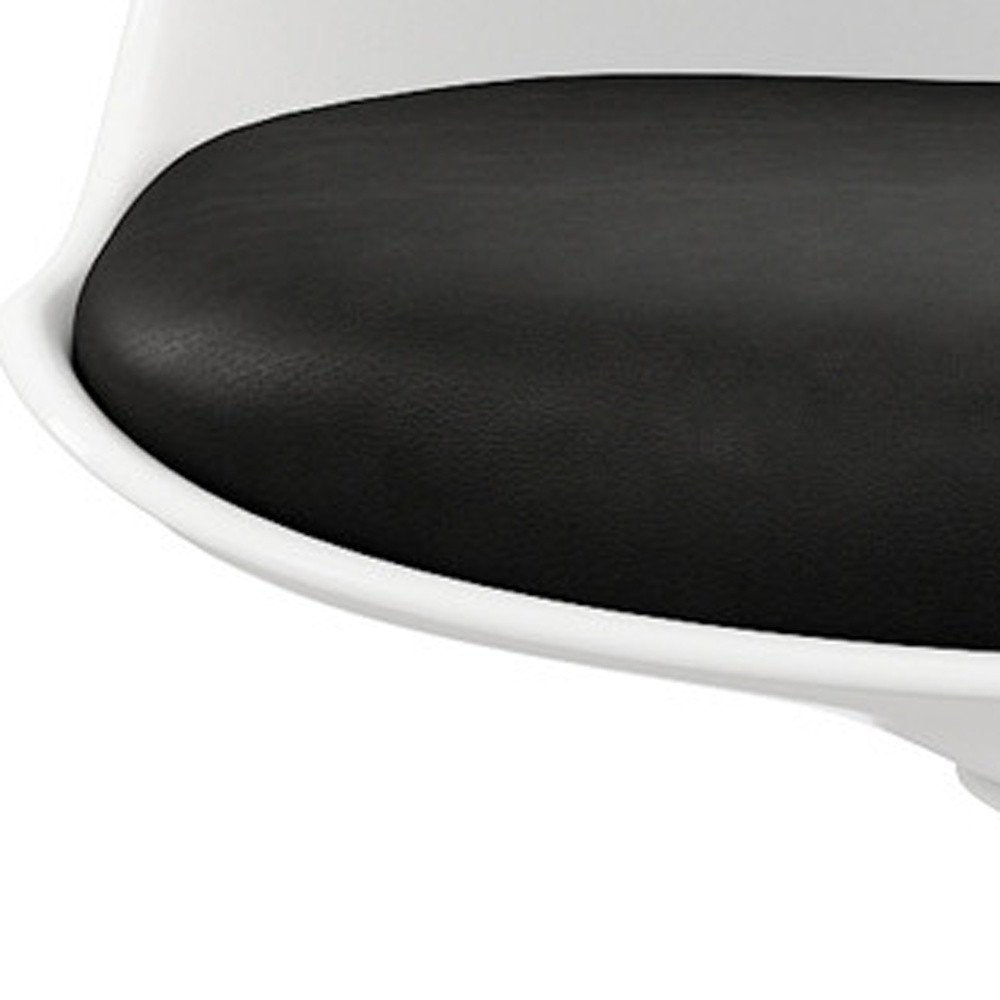 Black and White Upholstered Faux Leather Dining Side Chair