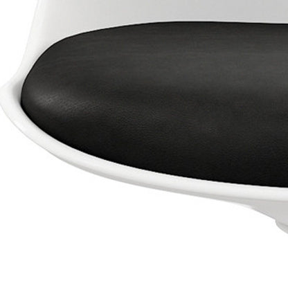 Black and White Upholstered Faux Leather Dining Side Chair