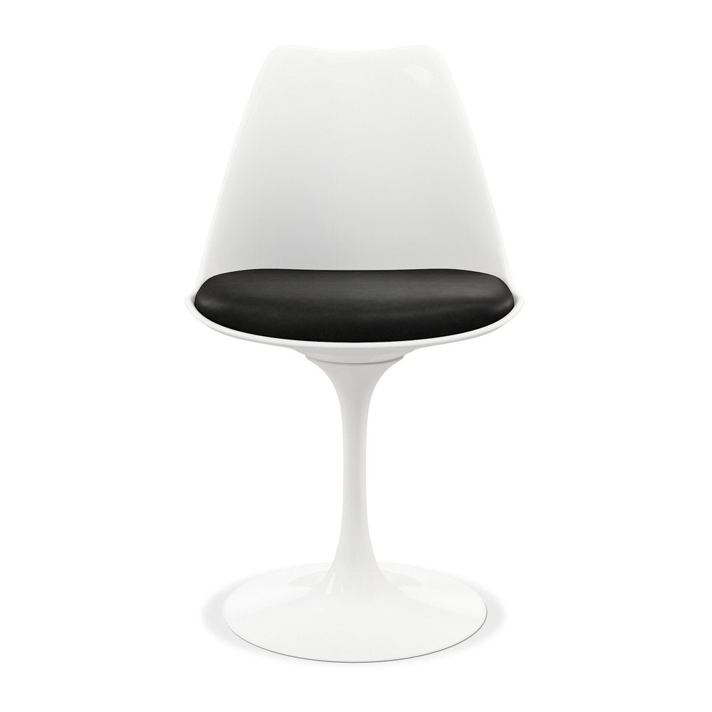 Black and White Upholstered Faux Leather Dining Side Chair