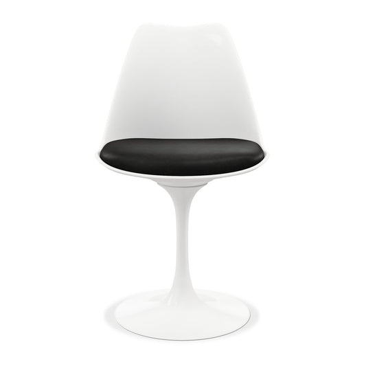 Black and White Upholstered Faux Leather Dining Side Chair
